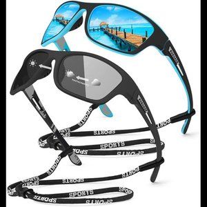 Set of 2 Polarized Sports Sunglasses for Men Driving Cycling Fishing Sunglasses